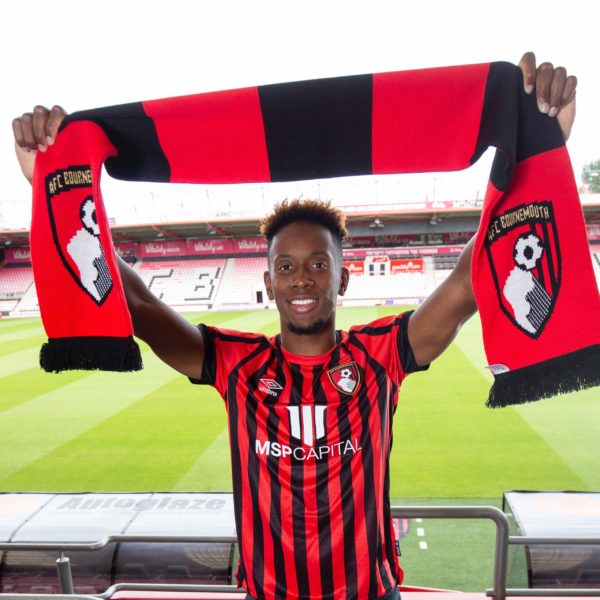 BOURNEMOUTH, ENGLAND - AUGUST 31: AFC Bournemouth unveil new signing Jamal Lowe at Vitality Stadium on August 31, 2021 in Bournemouth, England. (Photo by AFC Bournemouth via Getty Images)